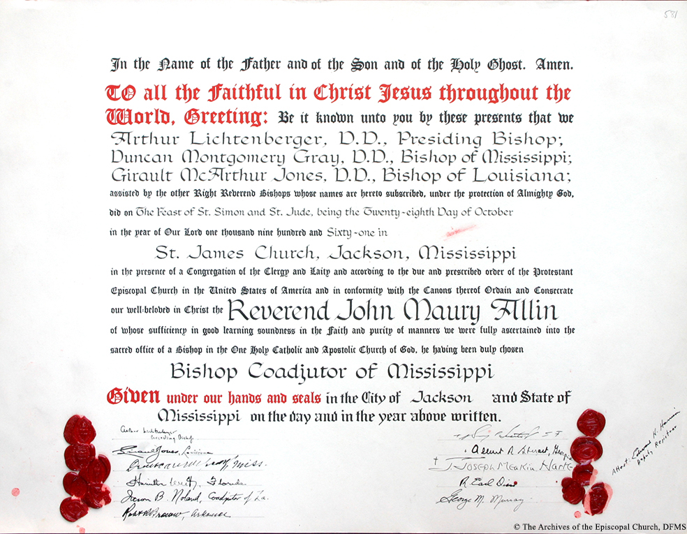 allin-consecration-certificate-venture-in-ministry-john-maury-allin